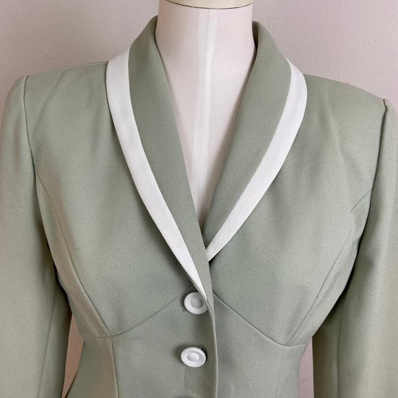 Vintage 90s Pastel Green Crepe Chiffon Jacket by Nicole Taylor Size 6 All Lining - Picture 2 of 4